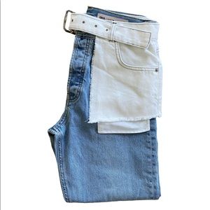 ASOS Straight Leg Jeans with Deconstructed Overlay
